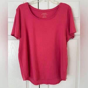 NWOT Chico’s Women’s Pink Ultimate Tee Cotton Tunic Blouse Shirt Size 3